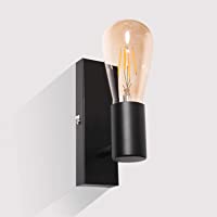 Kimjo Foco de Pared E27 Orientable para Interior- Foco E27 max. 60 W- 230 V- Lámpara de Techo Negro para Dormitorio…